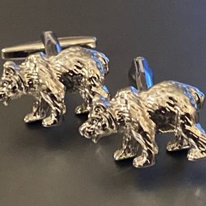 Silver Tone Bears Cufflinks